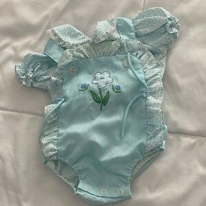 Vintage Floral Embroidered Baby Romper